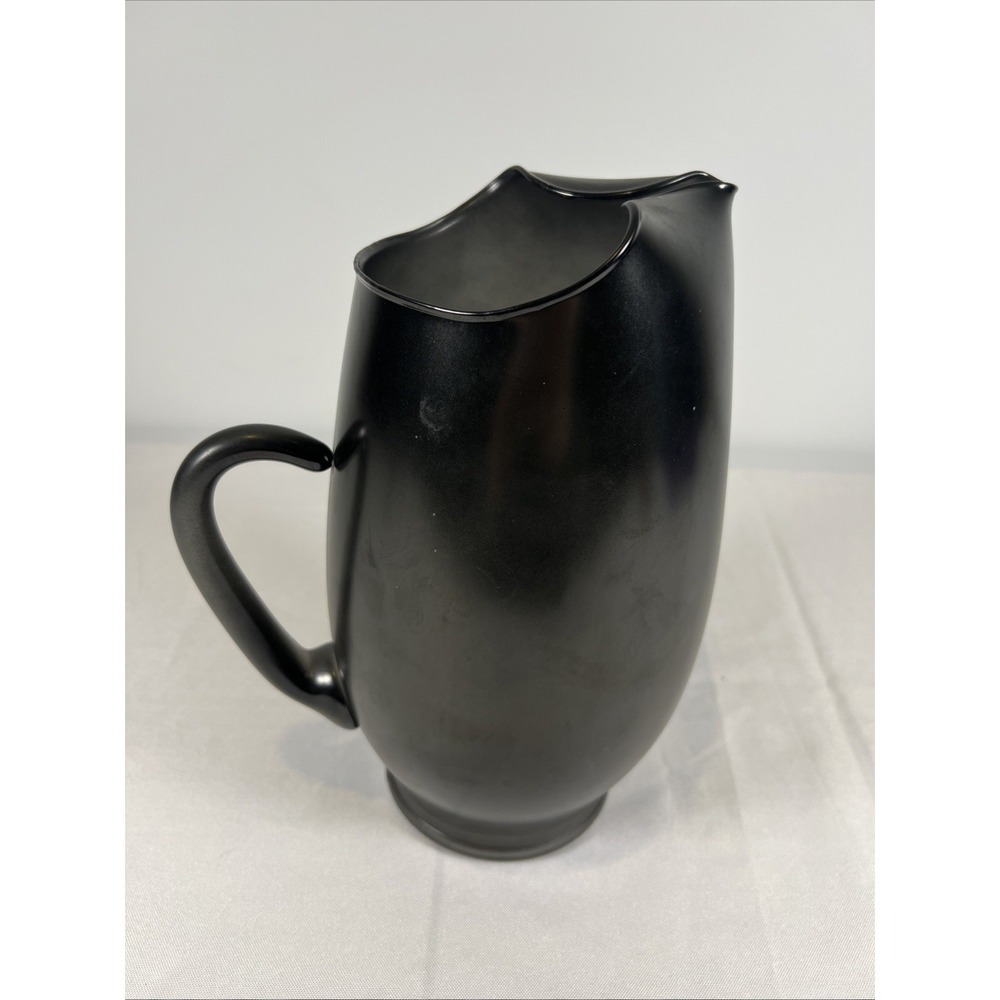 Beautiful Vintage Antique 10" Black Tinted Metallic Hue Glass Pitcher MCM ?